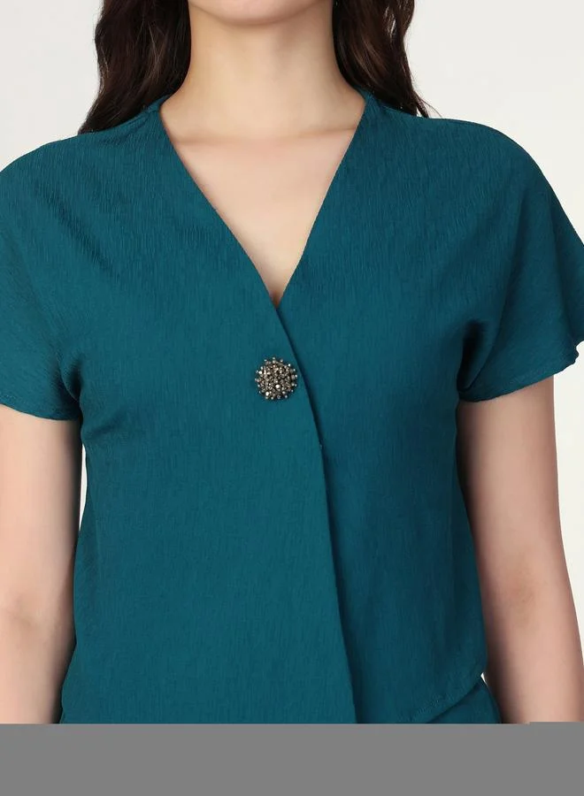 Mish Women Green Buttoned Top and Trousers Co-Ords